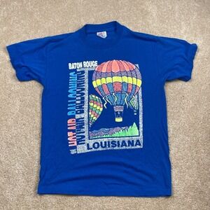 Vintage 80s Hef-T Tee Jays Baton‎ Rouge Louisiana Hot Air Balloon T-Shirt  Large